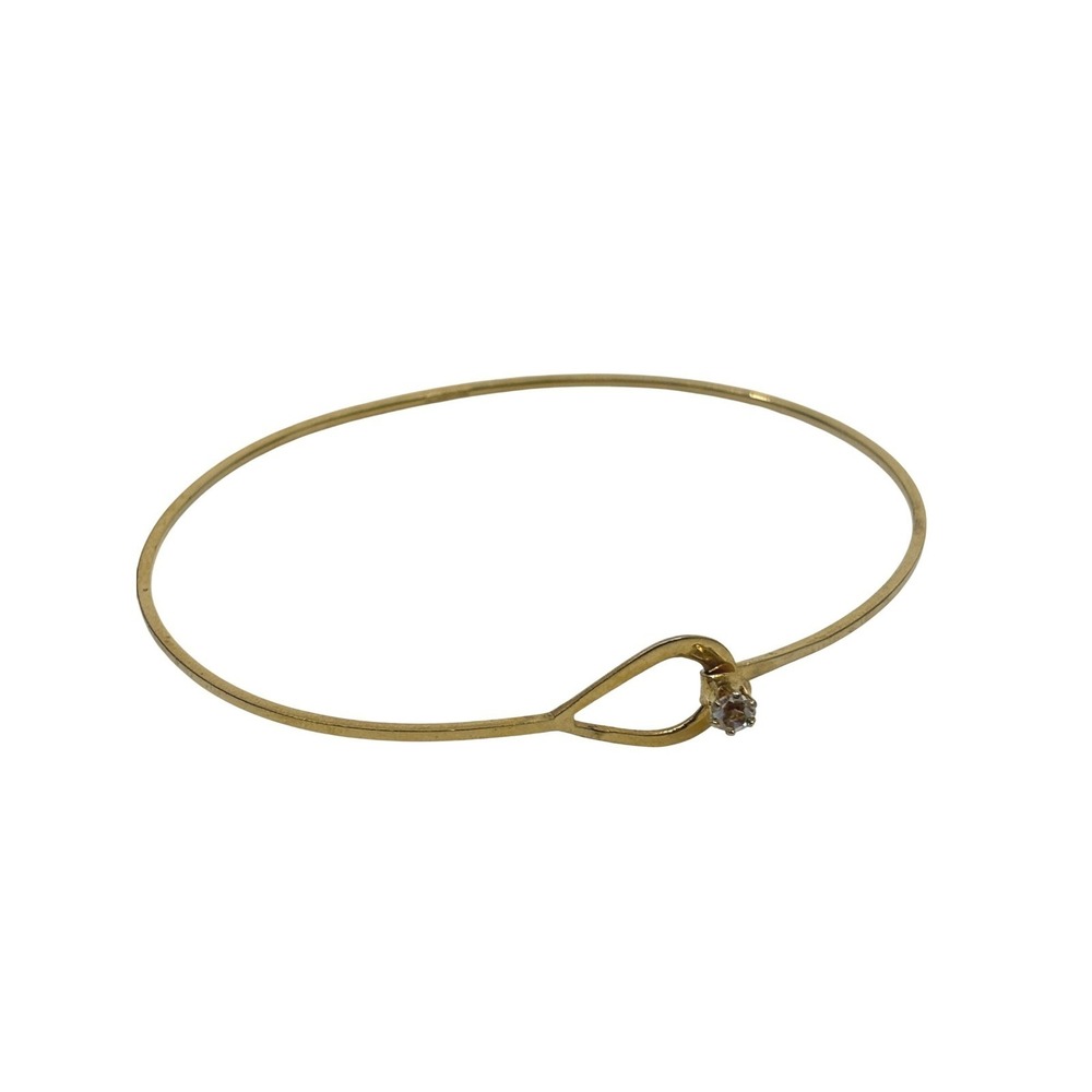 Avon Vintage Gold Tone Rhinestone Teardrop Bypass Bangle Bracelet